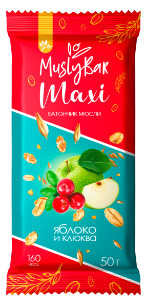 Изображение товара Батончик мюсли MuslyBar Maxi Яблоко Клюква 50г Батончик мюсли MuslyBar Maxi Яблоко Клюква 50г фотография